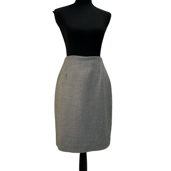 JONES New York black white houndstooth check wool pencil skirt Sz 10 - Picture 1 of 11